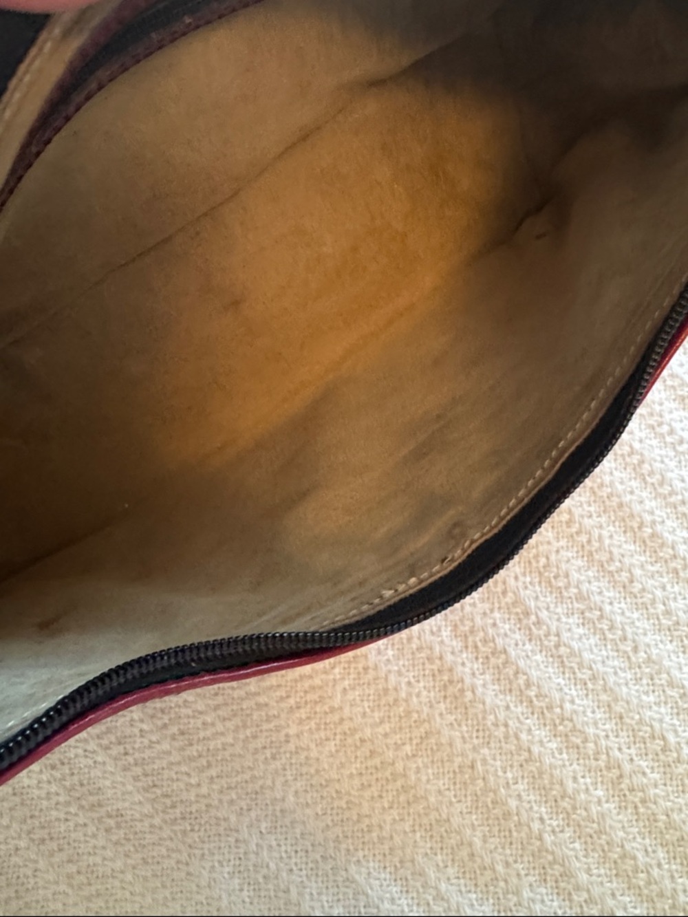 Brahmin Vintage Red Leather Baguette Shoulder Bag Y2K Minimalist Mini Hobo - Picture 7 of 14